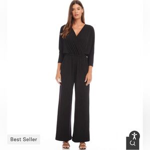 NWT Karen Kane Travel Jersey Jumpsuit Med Petite blk